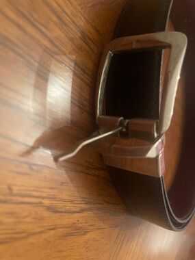 Men's reversible Black/Brown Leather Belt with Silver Buckle size 38
